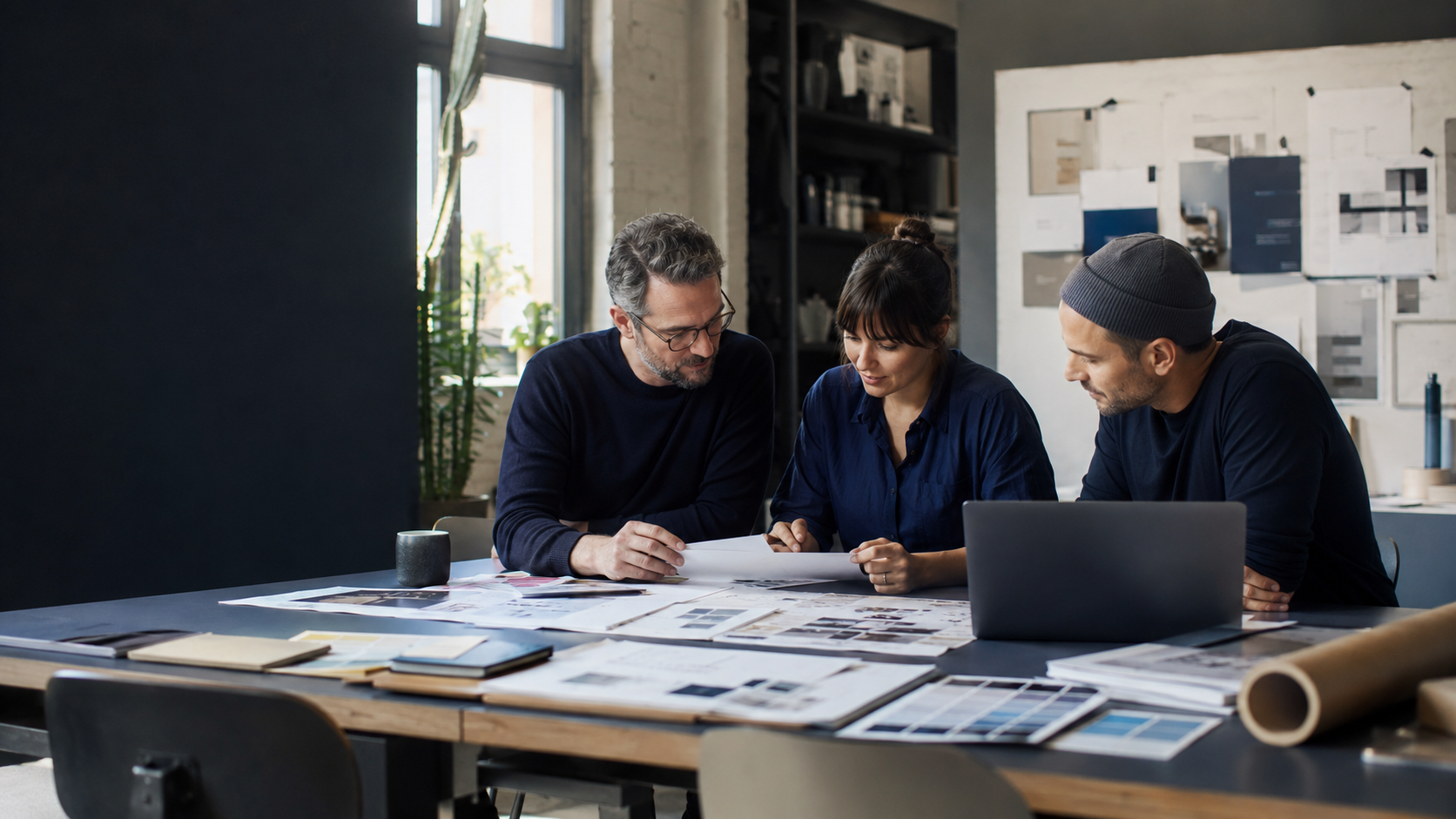 Kreativteam bei der gemeinsamen Planung eines Werbeprojekts