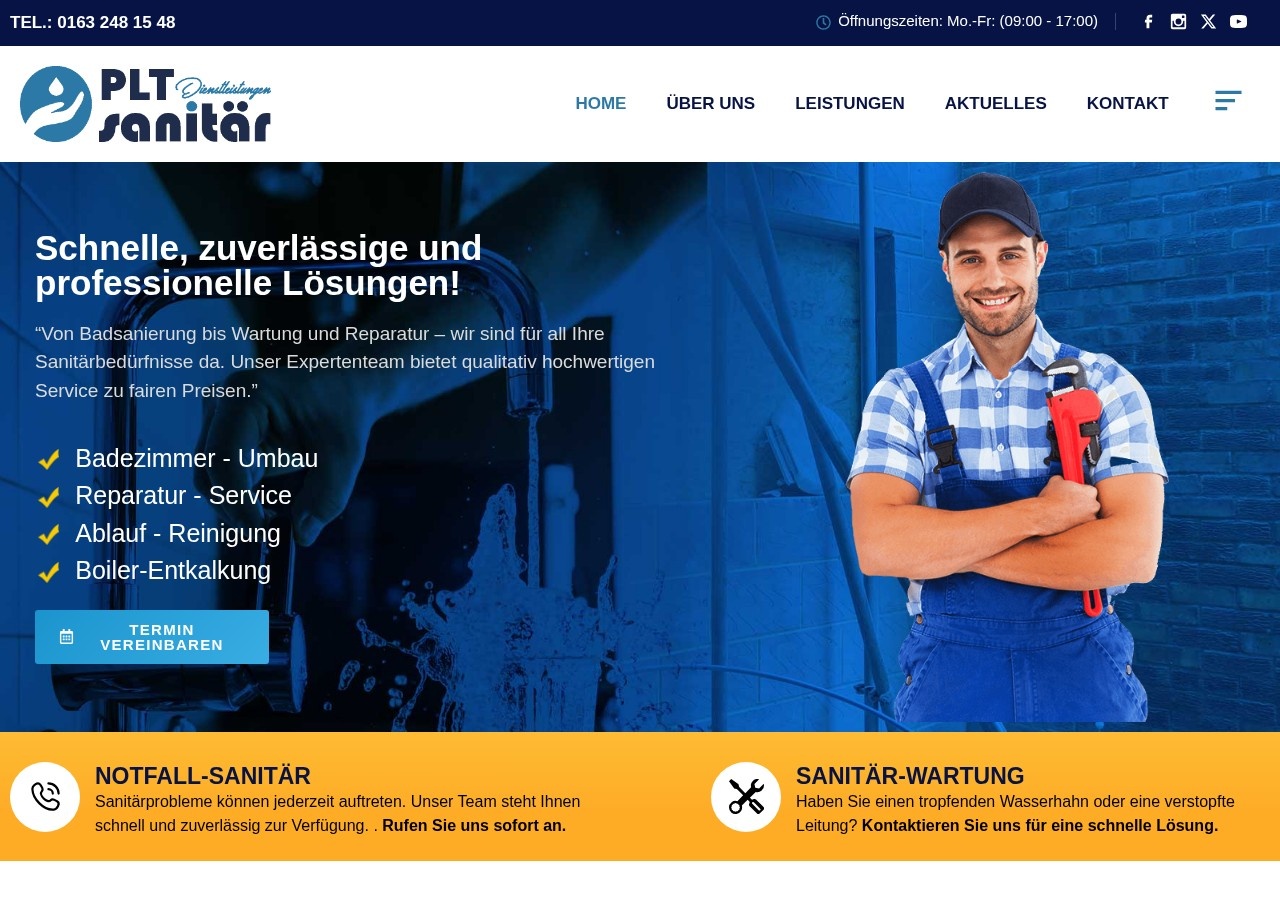 Webdesign-Referenz: PLT Dienstleistungen – Sanitär Lörrach