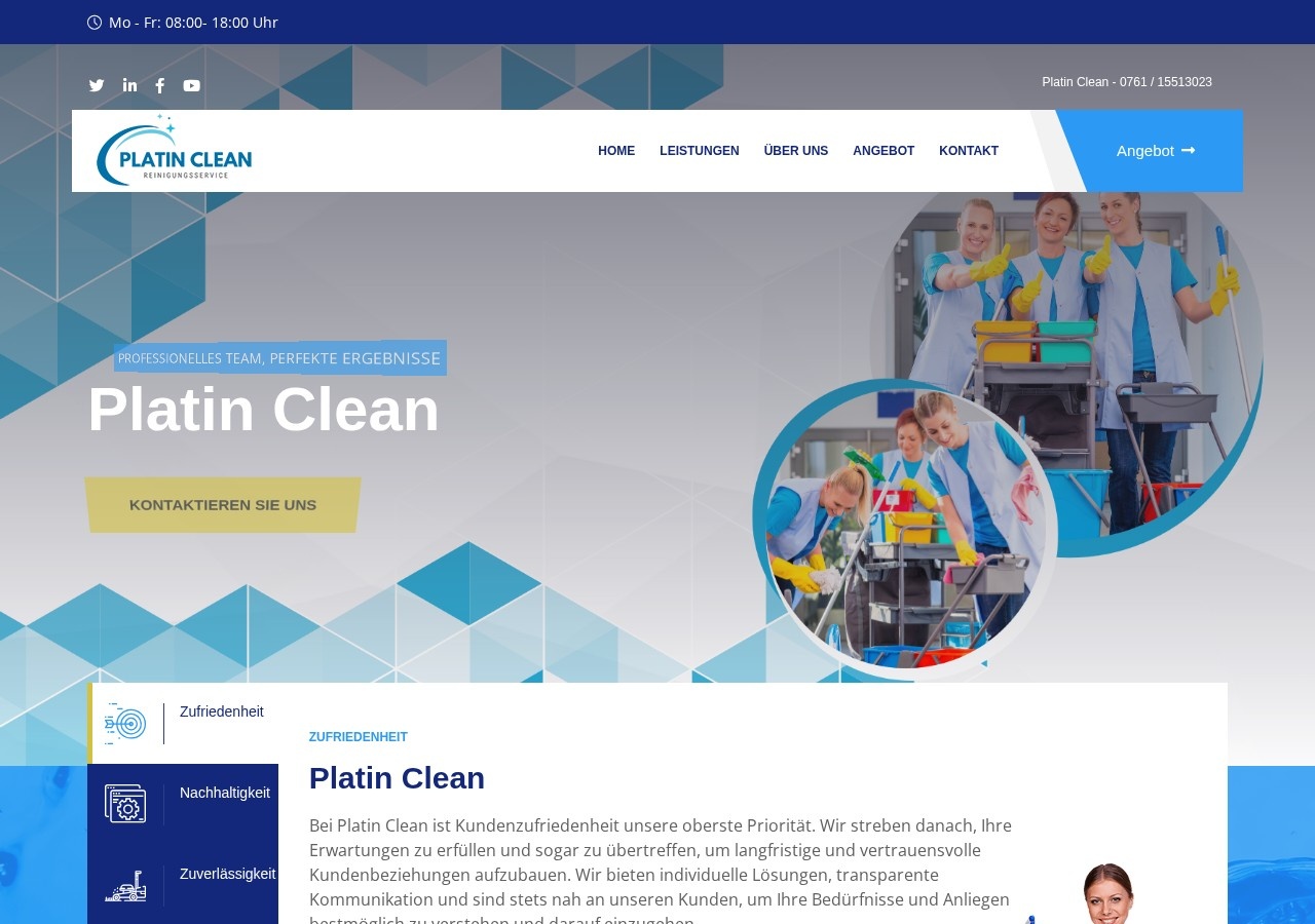 Webdesign-Referenz: Reinigungsservice Freiburg - Platin Clean