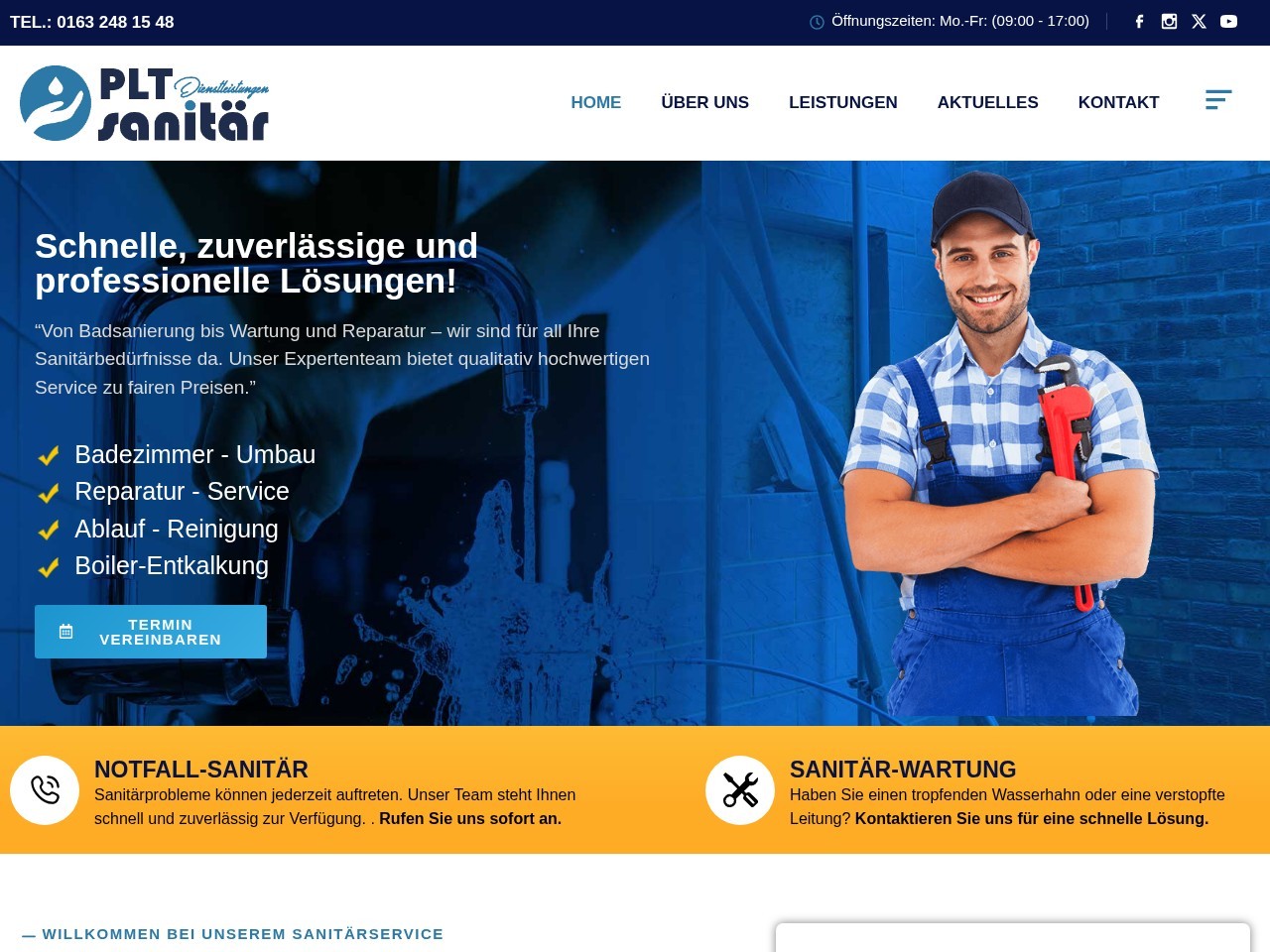 Webdesign-Referenz: PLT Dienstleistungen – Sanitär Lörrach