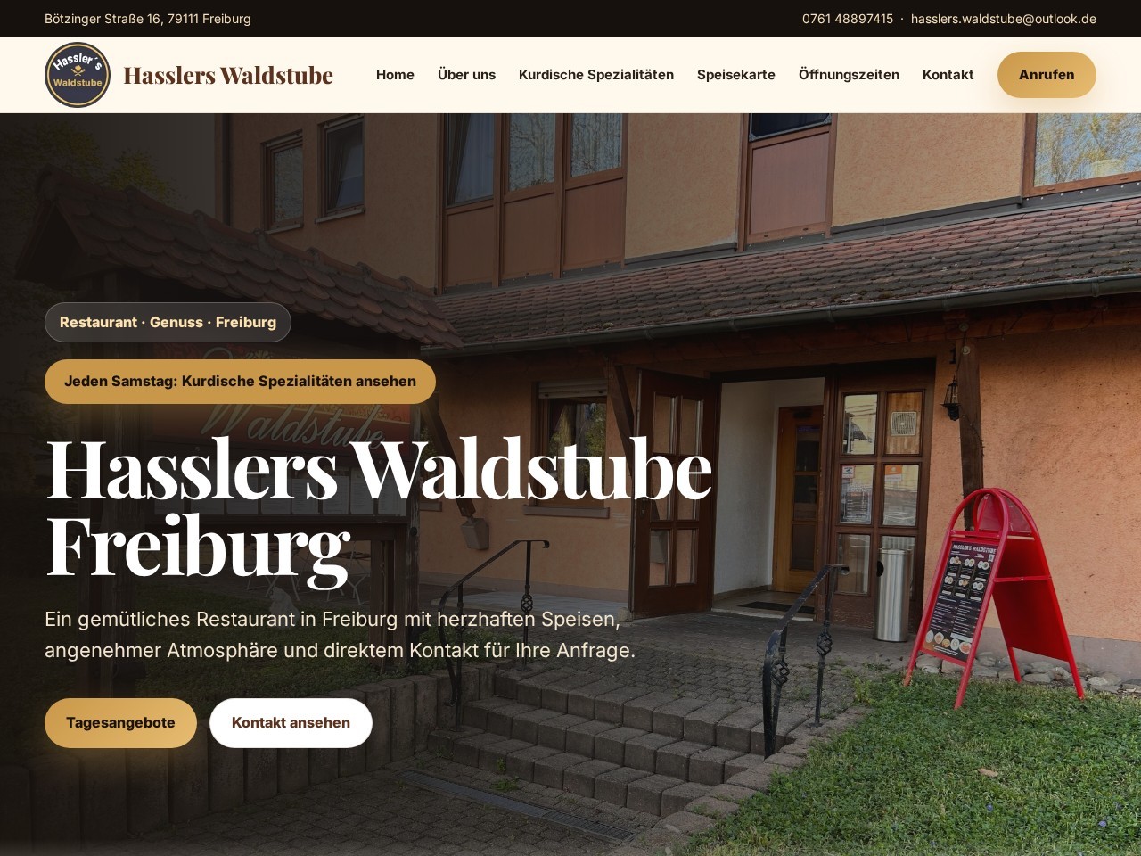 Webdesign-Referenz: Hasslers Waldstube Freiburg | Restaurant in Freiburg