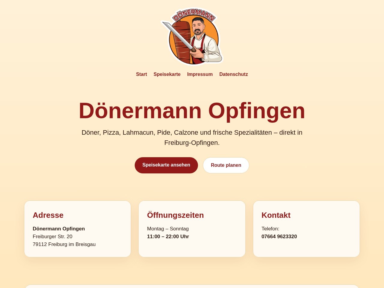 Webdesign-Referenz: Dönermann Opfingen – Döner, Pizza & Kebap in Freiburg