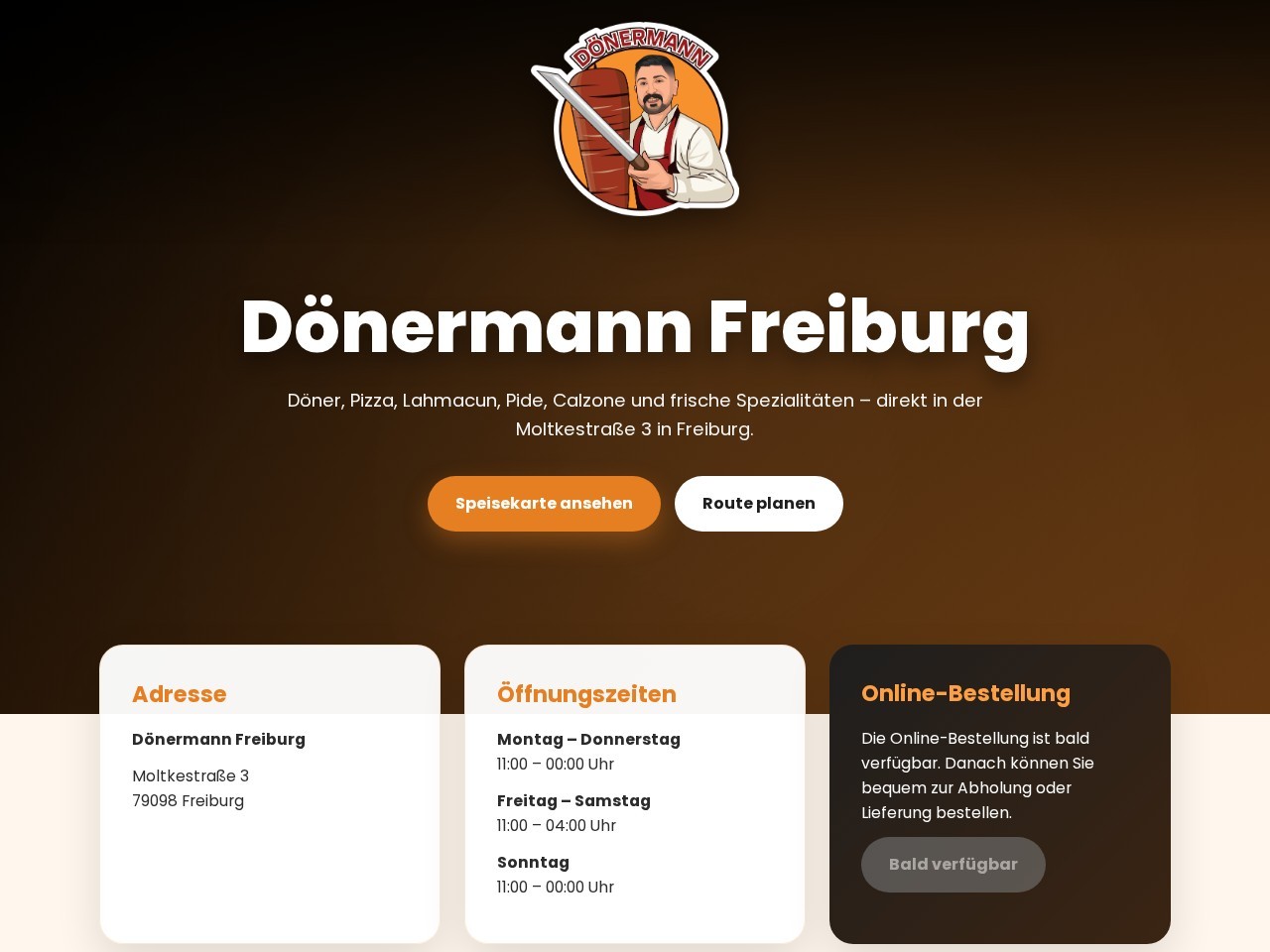 Webdesign-Referenz: Dönermann Freiburg – Döner, Pizza, Lahmacun & mehr